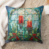 Stained Glass Christmas – Artistic Holiday Decor クッション (ブランケット)