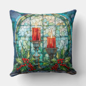 Stained Glass Christmas – Artistic Holiday Decor クッション (裏面)