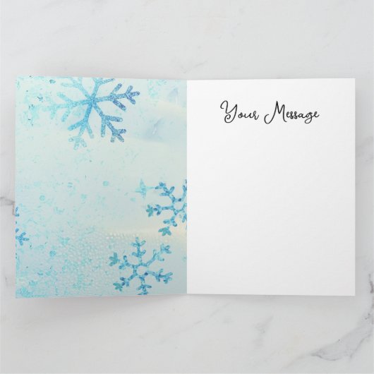 Stained-Glass Christmas Grey Tabby In Green Hat カード (内部)