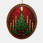 Stained Glass Christmas Tree & Candles セラミックオーナメント (左)