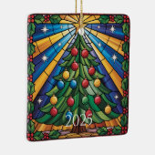 Stained Glass Christmas Tree Design セラミックオーナメント (右)