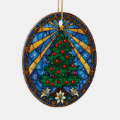 Stained Glass Christmas Tree & Lilies セラミックオーナメント (右)