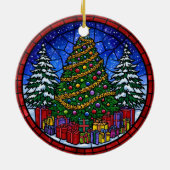 Stained Glass Christmas Tree with Presents セラミックオーナメント (裏面)