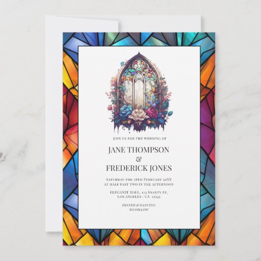 Stained Glass Church Window Wedding 招待状 (正面)