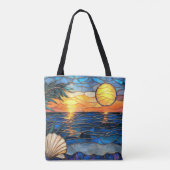 Stained Glass Coastal Sunset Tote Bag トートバッグ (裏面)