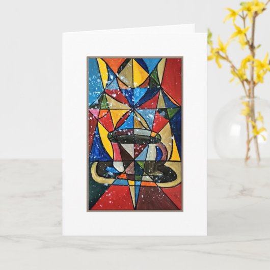 Stained Glass Coffee Mug Acrylic Artwork カード (黄色い花)