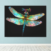Stained Glass Colorful Dragonfly キャンバスプリント (インサイチュ (ウッドフロア))