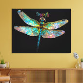 Stained Glass Colorful Dragonfly キャンバスプリント (インサイチュ (リビング))