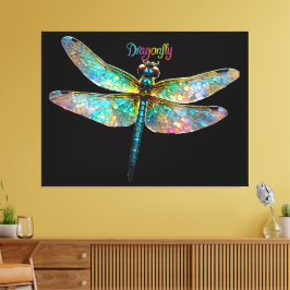 Stained Glass Colorful Dragonfly キャンバスプリント