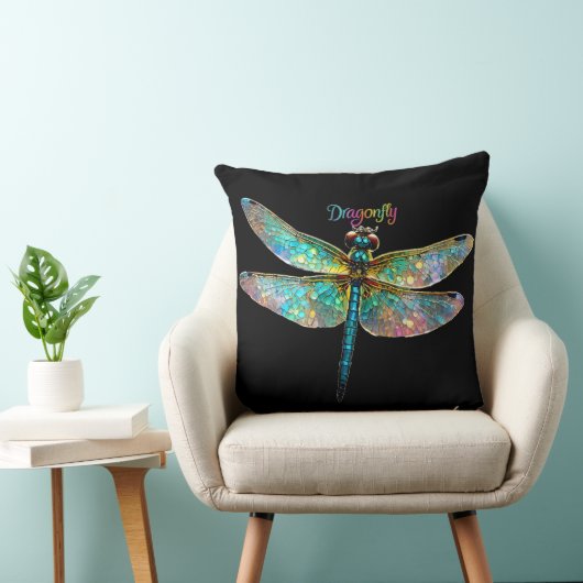 Stained Glass Colorful Dragonfly クッション (椅子)