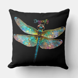 Stained Glass Colorful Dragonfly クッション