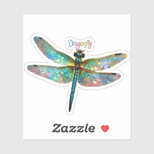 Stained Glass Colorful Dragonfly シール (シート)