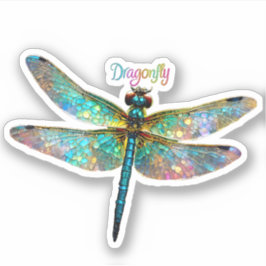 Stained Glass Colorful Dragonfly シール