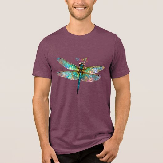 Stained Glass Colorful Dragonfly トライブレンドＴシャツ (正面)