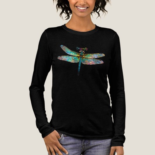 Stained Glass Colorful Dragonfly トライブレンドＴシャツ (正面)