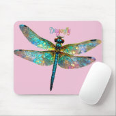 Stained Glass Colorful Dragonfly マウスパッド (マウス)