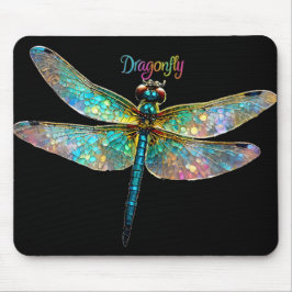 Stained Glass Colorful Dragonfly マウスパッド