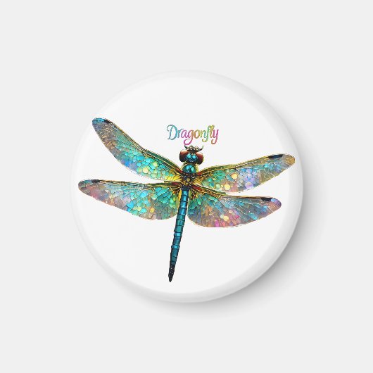 Stained Glass Colorful Dragonfly マグネット (正面)