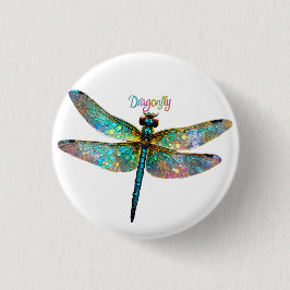 Stained Glass Colorful Dragonfly 缶バッジ