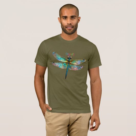 Stained Glass Colorful Dragonfly Tシャツ (正面フル)