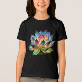 Stained Glass Colorful Lotus Flower トライブレンドＴシャツ (正面)