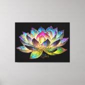 Stained Glass Colorful Lotus Flower on Black キャンバスプリント (正面)