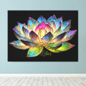 Stained Glass Colorful Lotus Flower on Black キャンバスプリント (インサイチュ (ウッドフロア))