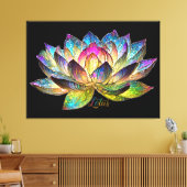 Stained Glass Colorful Lotus Flower on Black キャンバスプリント (インサイチュ (リビング))