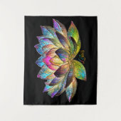 Stained Glass Colorful Lotus Flower on Black タペストリー (正面)