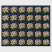 Stained Glass Colorful Lotus Flower on Black ラッピングペーパー (フラット)