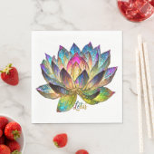Stained Glass Colorful Lotus Flower on White スタンダードランチョンナプキン (インサイチュ)