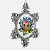 Stained Glass Colorful Lotus Flower on White スノーフレークピューターオーナメント (左)