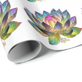 Stained Glass Colorful Lotus Flower on White ラッピングペーパー (ロールコーナー)