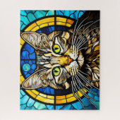 Stained Glass Cute Cat Jigsaw Puzzle ジグソーパズル (縦)