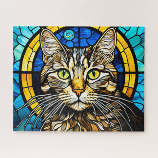 Stained Glass Cute Cat Jigsaw Puzzle ジグソーパズル