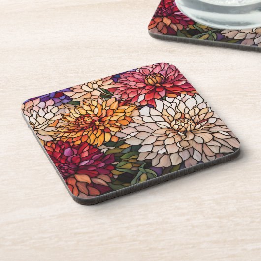 Stained Glass Dahlia Art コースター (左側)