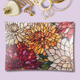 Stained Glass Dahlia Floral Art トリンケットトレー