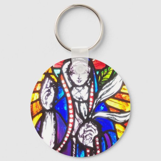 Stained Glass Design with Religious Figure. キーホルダー (正面)