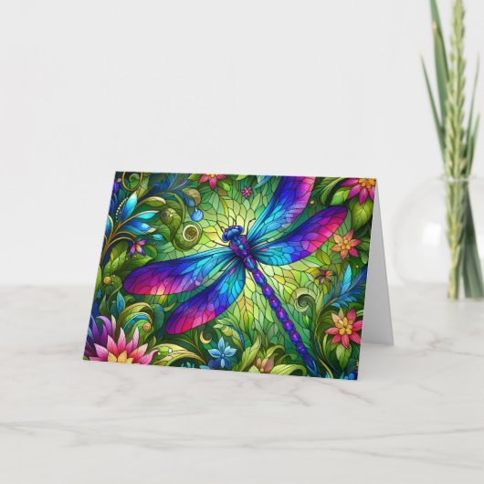 Stained Glass Dragonfly Birthday Card シーズンカード (正面)