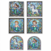 Stained Glass Fantasy Sticker Set – Mermaids & Uni シール (正面)