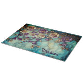 Stained glass floral blue purple カッティングボード (角)