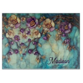 Stained glass floral blue purple カッティングボード (正面)
