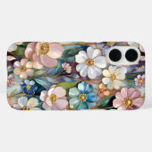 Stained Glass Floral iPhone Case Pastel Blue Pink  Case-Mate iPhoneケース (裏面 (横))