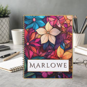 Stained Glass Floral Kaleidoscope of Brilliance ノートブック