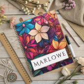 Stained Glass Floral Kaleidoscope of Brilliance ノートブック
