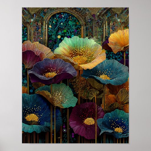 Stained Glass Floral Wall Art –  Digital Download ポスター (正面)