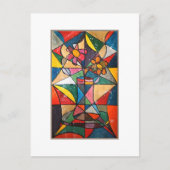 Stained Glass Flower Pot Acrylic Artwork ポストカード (正面)