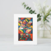 Stained Glass Flower Pot Acrylic Artwork ポストカード (スタンド正面)