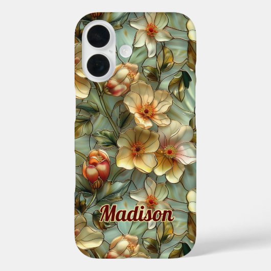 Stained glass flowers beige Case-Mate iPhoneケース (裏面)