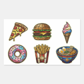 Stained Glass Foodie Stickers 長方形シール